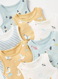 Juniors birds & stripe printed bodysuits (set of 6)