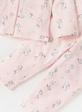 Juniors pink bunny printed shirt & pyjama set (set of 2)