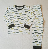 Juniors all over crocodile printed shirt & pyjama set (set of 2)