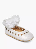 Juniors silver heart applique infant shoes