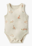 Juniors bunny & duck printed sleeveless bodysuits (pack of 6)