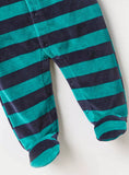 Juniors green & navy lines fleece sleepsuit (Winter)