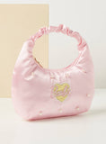 Barbie pink embellished & embroidered handbag