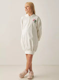Juniors solid white long fleece lined dress (winter)