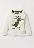 Juniors dino trouble ribbed Fullsleeves tshirt