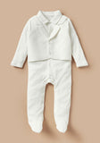 Giggles White Boys formal coat Sleepsuit