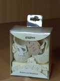 Giggles knitted booties with headband (set of 2) (Box packaging)