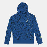Nike All Over Jordan Logo Printed Blue Hoodie (Winter)