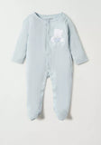 Juniors blue bear embroidered sleepsuit