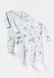 Juniors blue fox printed sleepsuits (set of 3)