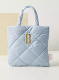 Barbie blue quilted handbag with Top Handle and Zip Closure