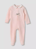Juniors pink bow collared fleece sleepsuit (Winter)