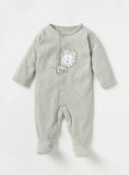 Juniors lion embroidered grey sleepsuit
