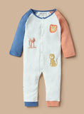 Juniors white animals printed colorblock sleepsuit