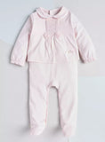 Giggles pink flower embossed sleepsuit