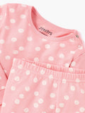 Juniors pink polka dots printed shirt & pyjama set (set of 2)