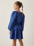 Juniors blue textured frill frock
