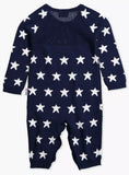 Juniors Navy All Over Star Printed Knitted Sleepsuit (Winter)