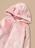 Juniors Pink Hooded Zipped Sleepsuit (Winter)