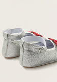 Juniors Glitter Detail infant ballerina shoes with Buckle Closure and Bow