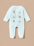 Juniors train & bear embroidered fleece sleepsuit (Winter)