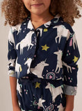 Juniors unicorn printed dark shirt & Pyjama set (set of 2)
