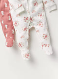 Juniors bunny & flower printed sleepsuit (set of 2)