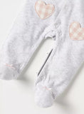 Juniors grey heart patch fleece sleepsuit (Winter)