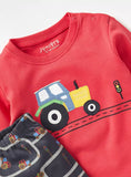 Juniors red tractor shirt & pyjama set (set of 2)