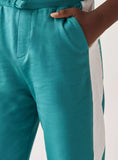 Juniors green & white colorblick jog pants (Winter)