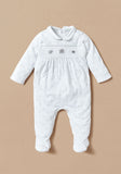 Juniors three elephants embroidered white sleepsuit