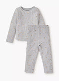 Juniors grey ribbed floral shirt & pyjama set (set of 2)