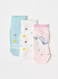 Juniors unicorn printed ankle socks (pack of 3)
