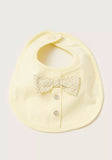 Giggles Solid Bib with Bow Detail and Press Button Closure