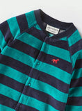 Juniors green & navy lines fleece sleepsuit (Winter)