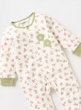 Juniors green flower printed fleece lined sleepsuit (Winter)