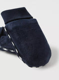 Giggles Solid Cuffed mittens with striped detailing