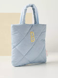 Barbie blue quilted handbag with Top Handle and Zip Closure