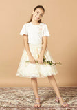 Juniors white embroidered netted skirt