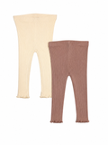 Juniors brown & cream ribbed leggings