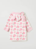 Juniors All Over Floral Detail Hooded fleece bathrobe With Tie Up Belt