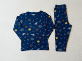 Juniors navy galaxy printed shirt & pyjama set (set of 2)