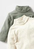 Juniors green ribbed & white turtle neck shirts (set of 2)