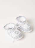Giggles blue infant knitted booties (Box packaging)