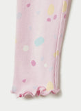 Juniors pink splash ribbed leggings