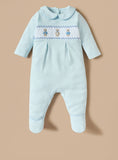 Juniors blue bear embroidered sleepsuit