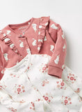 Juniors bunny & flower printed sleepsuit (set of 2)
