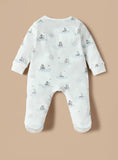Juniors white yatch printed zipped sleepsuit