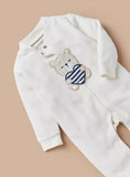 Juniors Bear Embroidered White Fleece Sleepsuit (Winter)