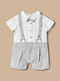 Giggles boys grey bow formal half romper (Summer)
